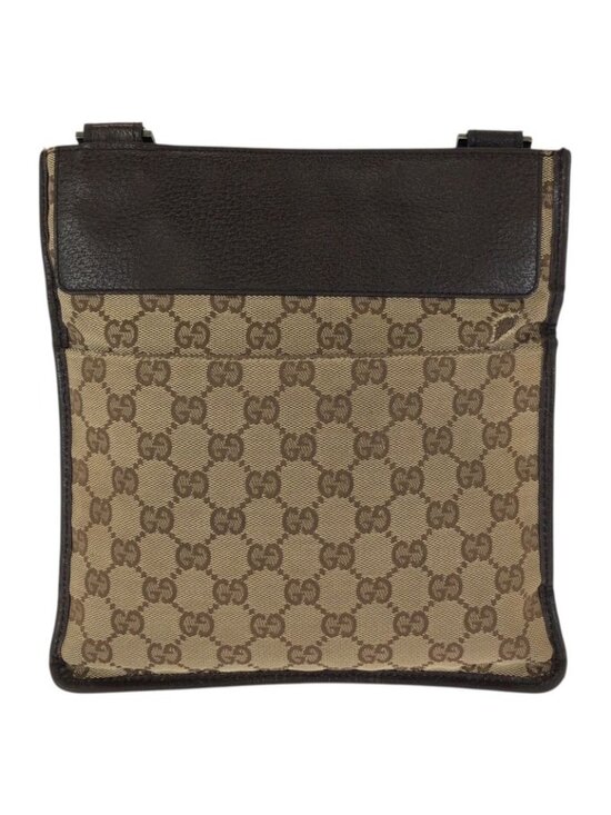 Gucci Beige Dark Brown GG Canvas Leather Shoulder Bag Pochette main image 6